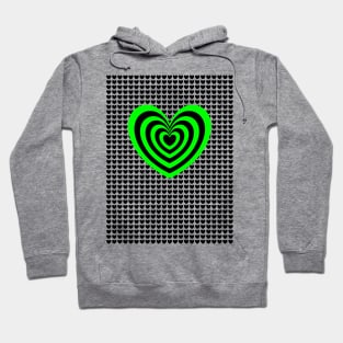 Green and Black Love Hearts Hoodie